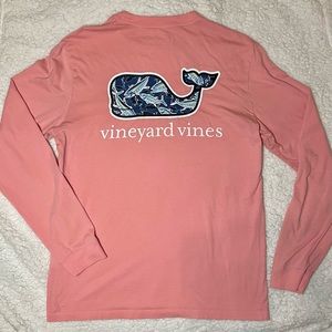Pink rare vineyard vines whale long sleeve T-shirt